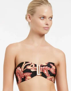 Silk Road Bandeau Bikini Top - Black