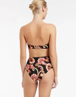 Silk Road Bandeau Bikini Top - Black