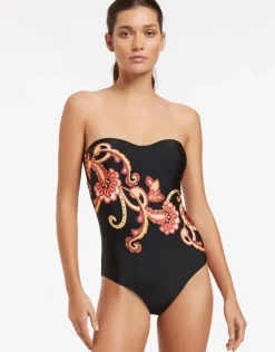 Silk Road Bandeau Swimsuit - Black