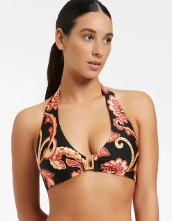 Silk Road D/DD Halter Bikini Top - Black