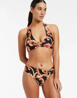 Silk Road D/DD Halter Bikini Top - Black