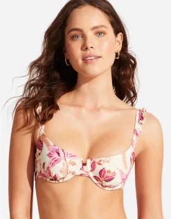Silk Road Underwire Bra Bikini Top - Pink