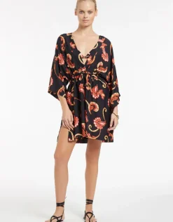 Silk Road Wide Sleeve Kaftan - Black