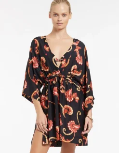 Silk Road Wide Sleeve Kaftan - Black