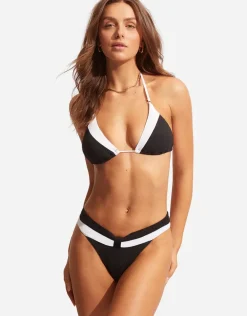 Slice of Splice Banded Bikini Pant - Black and White