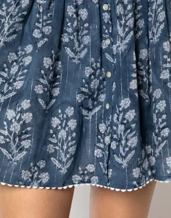 Small Flower Block Print Blouson Dress - Midnight