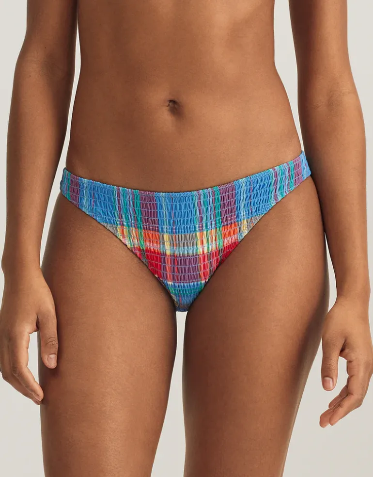 Smocked Madras Devin Hipster Bikini Pant - Multi