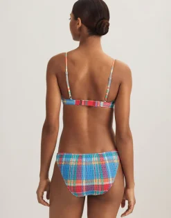 Smocked Madras Devin Hipster Bikini Pant - Multi