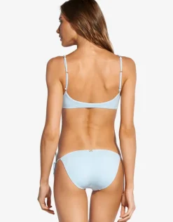 Smoke Blue Long Tie Full Bikini Bottom - Blue