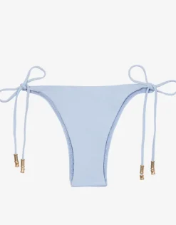 Smoke Blue Long Tie Full Bikini Bottom - Blue