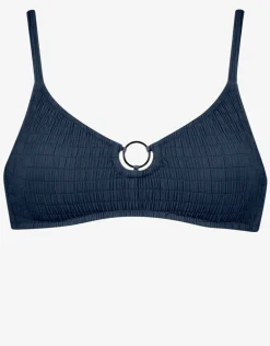 Solid Crush Ring Bralette Bikini Top - Night Blue