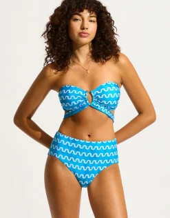 Soundwave High Waist Bikini Pant - Turquoise
