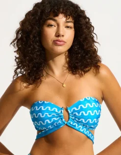 Soundwave U Wire Bandeau Bikini Top - Turquoise