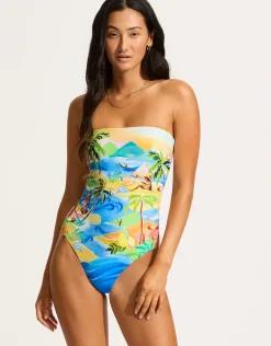 South Pacific Bandeau Swimsuit - Turquoise