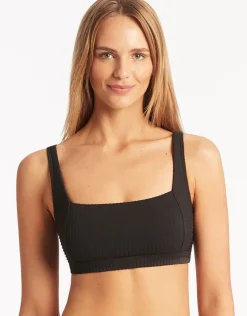 Spinnaker Square Neck Bikini Top - Black