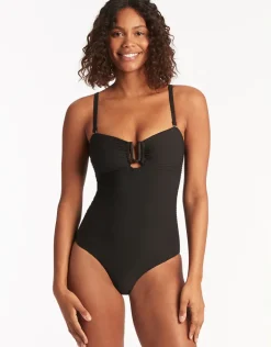 Spinnaker U Bar Bandeau Swimsuit - Black