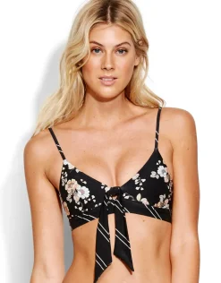 Splendour Fixed Tri Bra Bikini Top - Black
