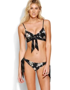 Splendour Fixed Tri Bra Bikini Top - Black