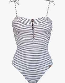 Strawberry Kiss Bandeau Swimsuit - White Night Blue