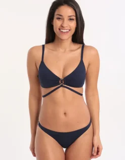 Summer Solids Cross Front Bikini Top - Deep Ink