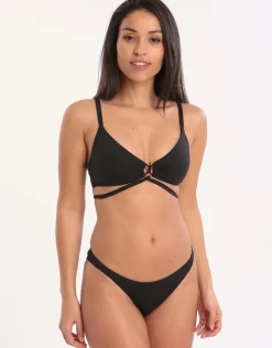 Summer Solids Wrap Front Bikini Top - Black
