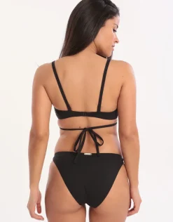 Summer Solids Wrap Front Bikini Top - Black