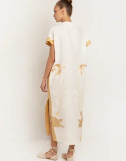 Sun Midi Kaftan - White and Yellow