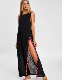 Tassel Slit Dress - Black