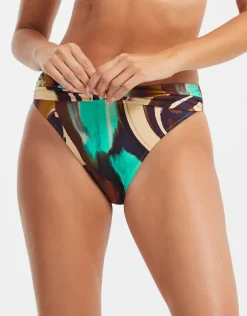Telma Twist Front Bikini Pant - Turquoise and Brown