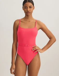 Terry Belted Kennedy Swimsuit - Coral