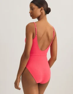 Terry Belted Kennedy Swimsuit - Coral