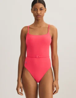 Terry Belted Kennedy Swimsuit - Coral