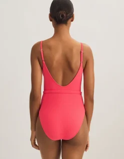 Terry Belted Kennedy Swimsuit - Coral