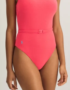 Terry Belted Kennedy Swimsuit - Coral