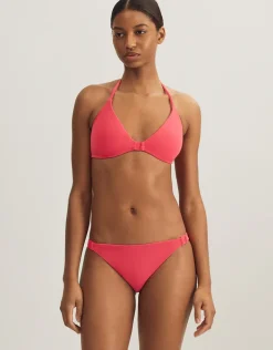 Terry Logo Halter Tri Bikini Top - Coral