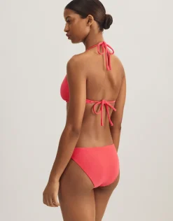 Terry Logo Halter Tri Bikini Top - Coral