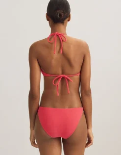 Terry Logo Halter Tri Bikini Top - Coral