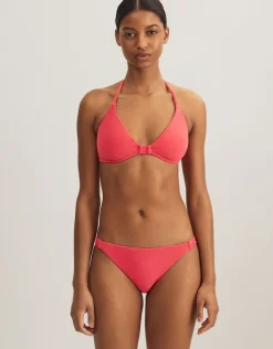 Terry Logo Trim Devin Hipster Bikini Pant - Coral