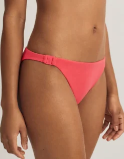 Terry Logo Trim Devin Hipster Bikini Pant - Coral