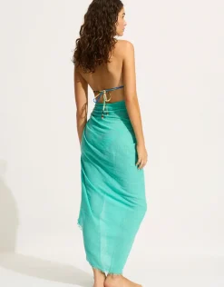 Textured Cotton Beach Wrap - Aquatic Blue