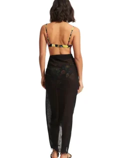 Textured Cotton Beach Wrap - Black