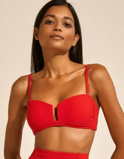 The Bloom Bandeau Bikini Top - Radiant Red