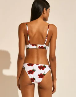 The Bloom Bralette Bikini Top - White Red