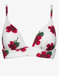 The Bloom Bralette Bikini Top - White Red