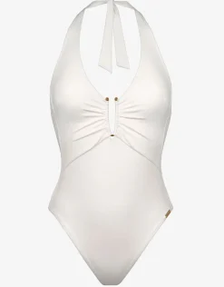 The White Collection Halter Swimsuit - Natural White