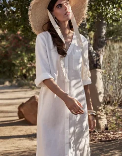 The White Collection Midi Beach Shirt - Natural White