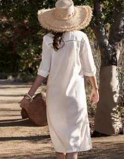 The White Collection Midi Beach Shirt - Natural White