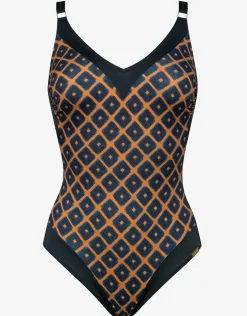 Tobacco Fields V Neck Swimsuit - Tabac Black