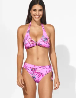 Tropic Radiance Halter Bikini Top - Electric Pink