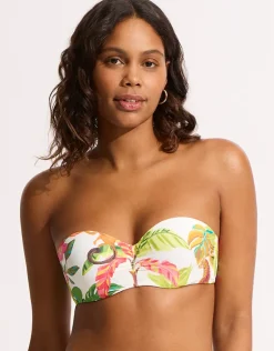 Tropica Bustier Bandeau Bikini Top - Ecru